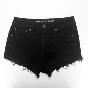 American Eagle Hi-rise Festival Black Denim Shorts
